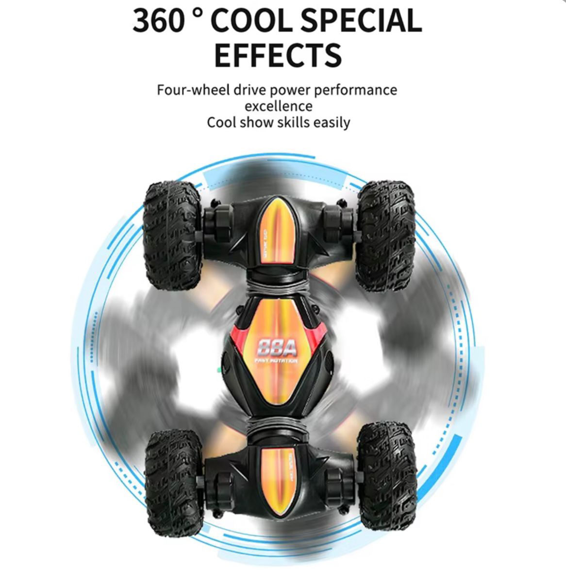 Mașină Acrobatică controlabilă prin gesturi și telecomandă – Rotire 360°, Lumini LED