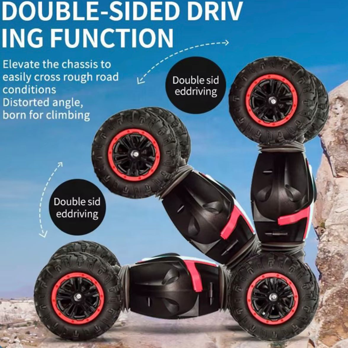 Mașină Acrobatică controlabilă prin gesturi și telecomandă – Rotire 360°, Lumini LED